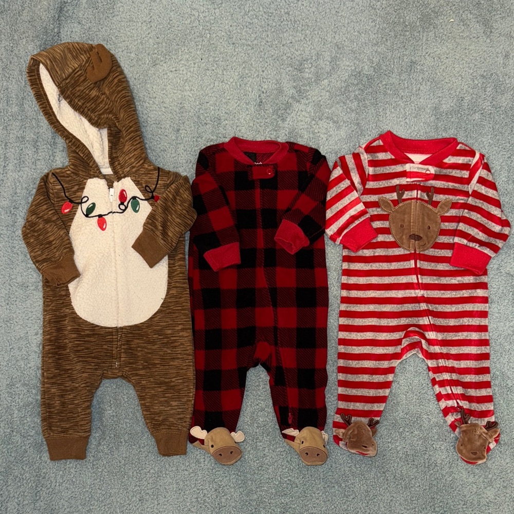 3 Christmas Carter’s footie pajamas